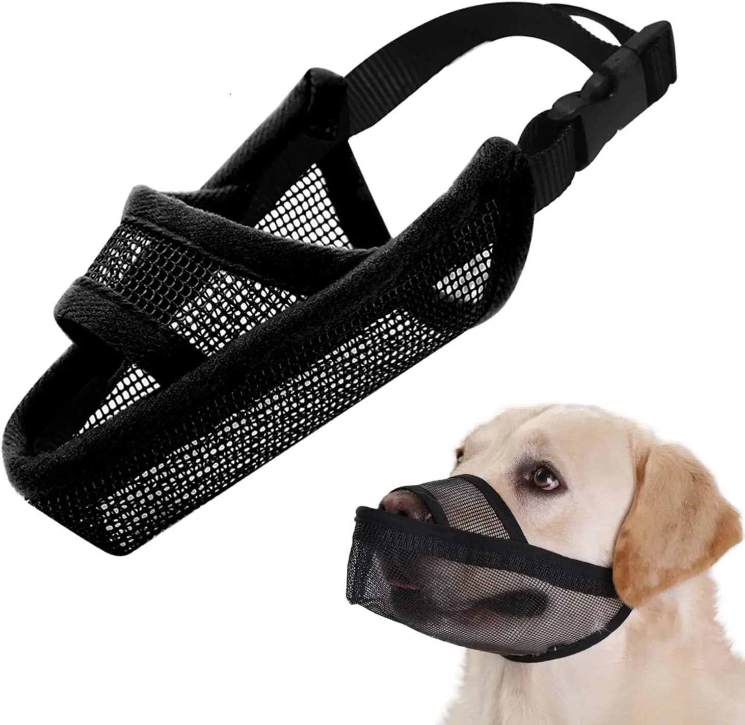Adjustable Breathable Pet Dog Muzzle: Anti-Bark & Bite Mesh Mouth Cover