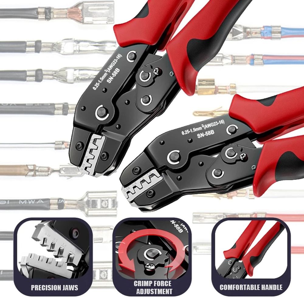 Ratcheting Crimping Tool Set for Connectors and Terminals