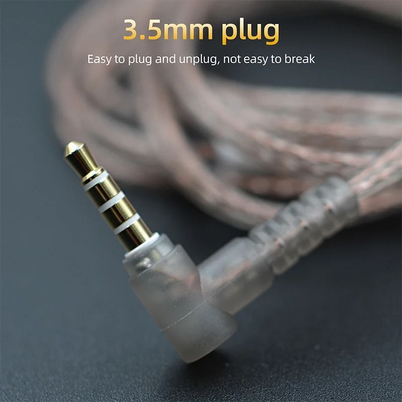 KZ 2 Pin Replacement Earphone Cable Oxygen Free Copper Silver Plated Cable with Mic