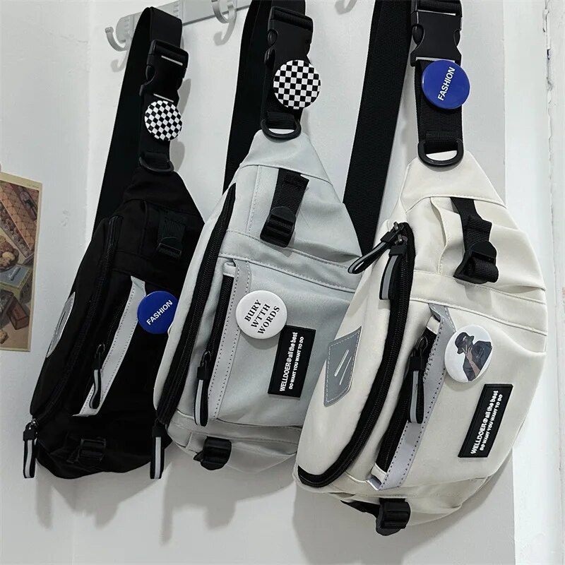 Unisex Reflective Crossbody Chest Bag, Versatile Waist Bag for College Students, Purses & Handbags