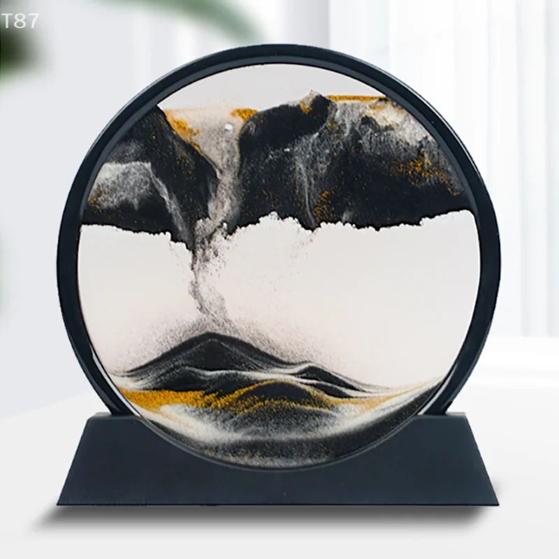 Premium Moving Sand Art Picture Round Hourglass Deep Sea Sandscape Decor