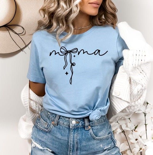 Mama with Ribbon Shirt Coquette Mama Shirt Heart Design Perfect Mother's Day Gift