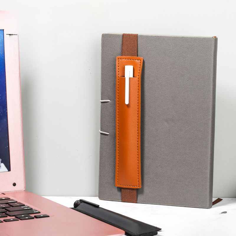 Pen Holder For Notebook, Leather Adjustable Elastic Band Pen Pouch For Planner