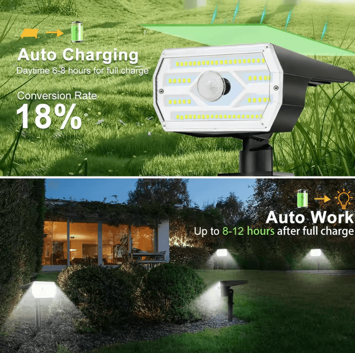 Solar 60 LED Motion Sensor Outdoor Security Spotlight – 3-Mode Waterproof Garden Light