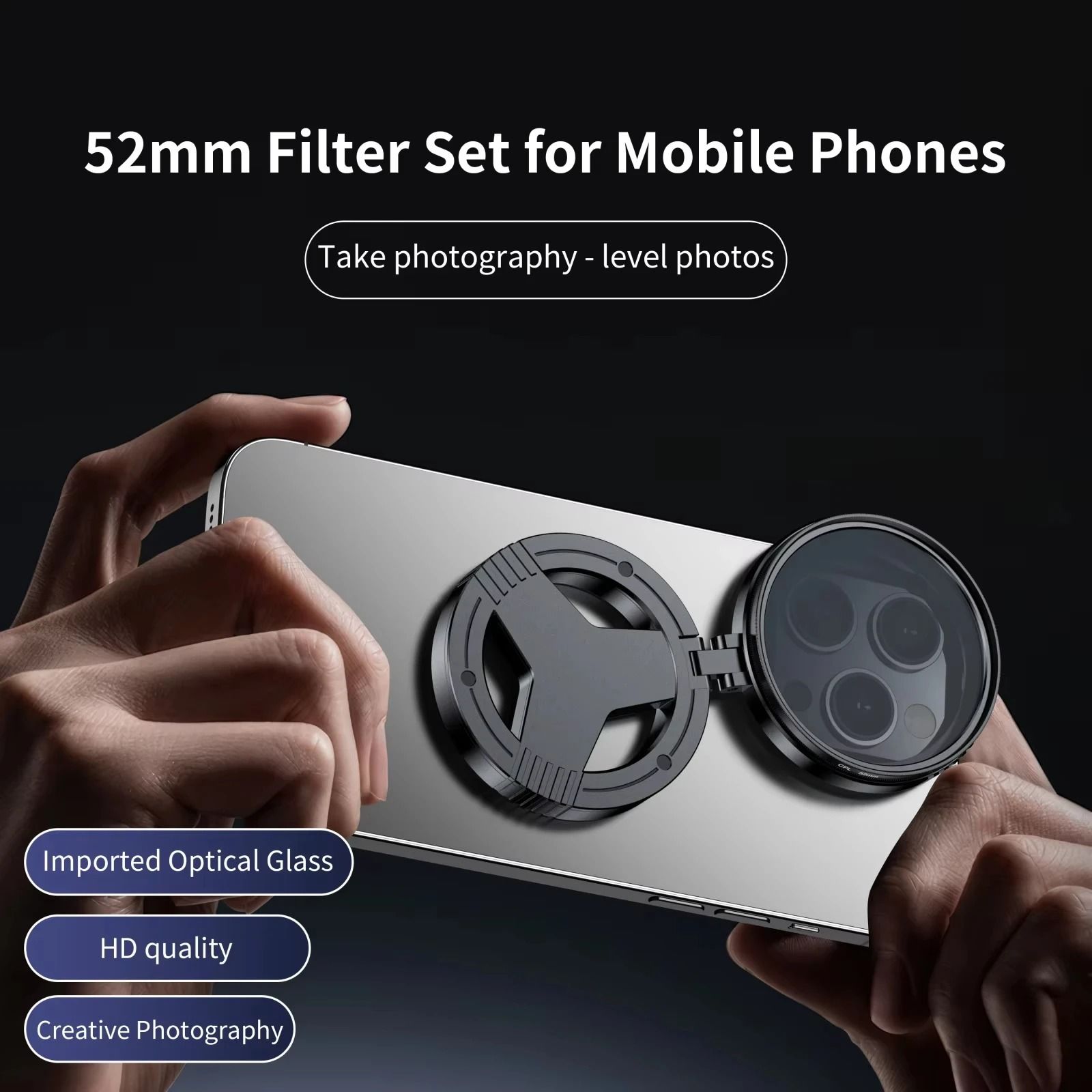 52 mm CPL Magnetic Polarizer Filter Holder for Smartphone Vlogging and Stand Bracket