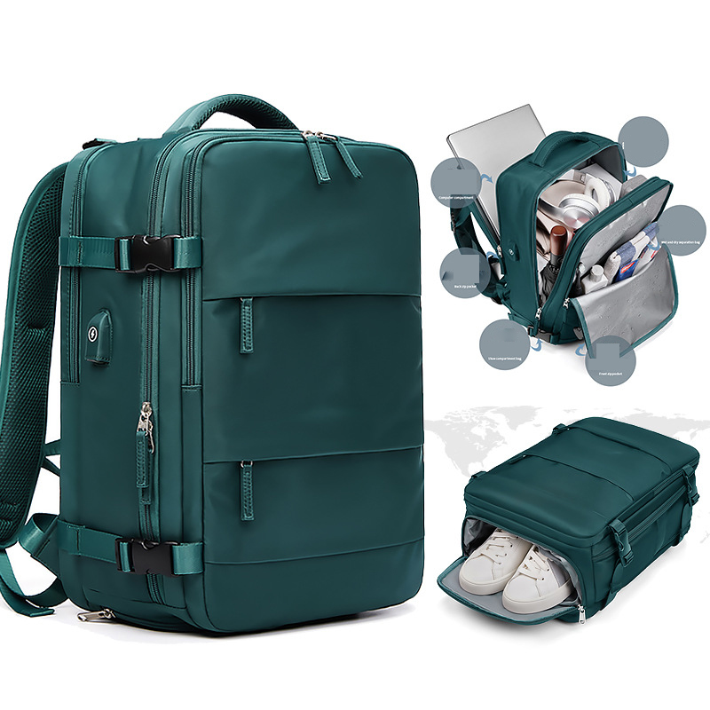 Waterproof Business Laptop Backpack, Women Travel Backpack with Shoe Bag