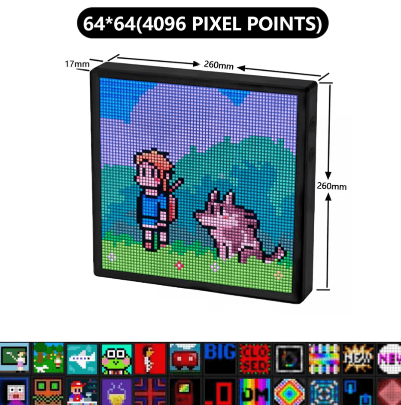 LED Pixel Display Night Light – DIY Matrix Panel with Digital Clock & Fun Text