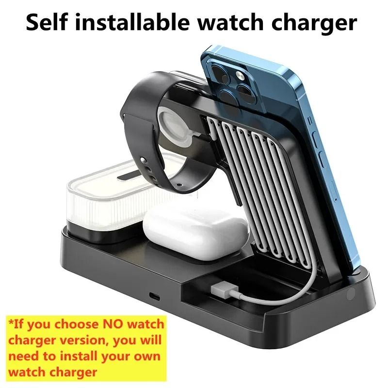 30W 3-in-1 Wireless Charging Stand Alarm Clock Night Light Station
