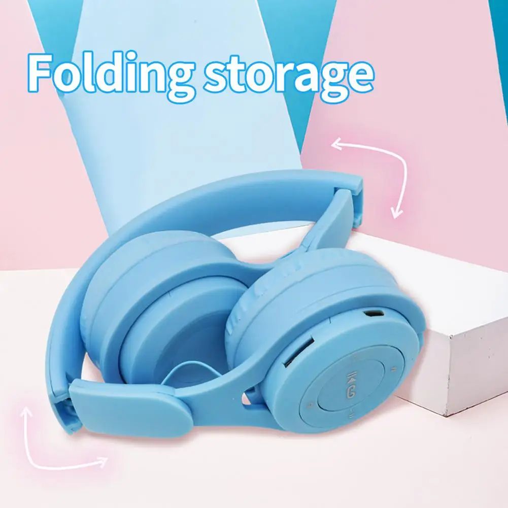 Cute Bluetooth 5.0 Wireless Headphones with Noise Reduction, Stereo Gaming Sports Headset, Built-in Mic for Calls
