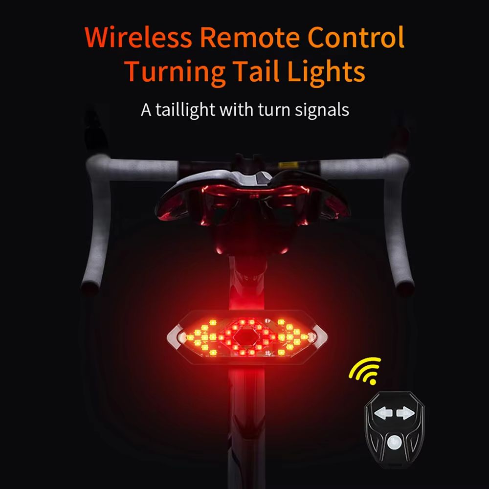 Wireless Bike Turn Signal Tail Light with Remote Control – USB Rechargeable LED Safety Lamp