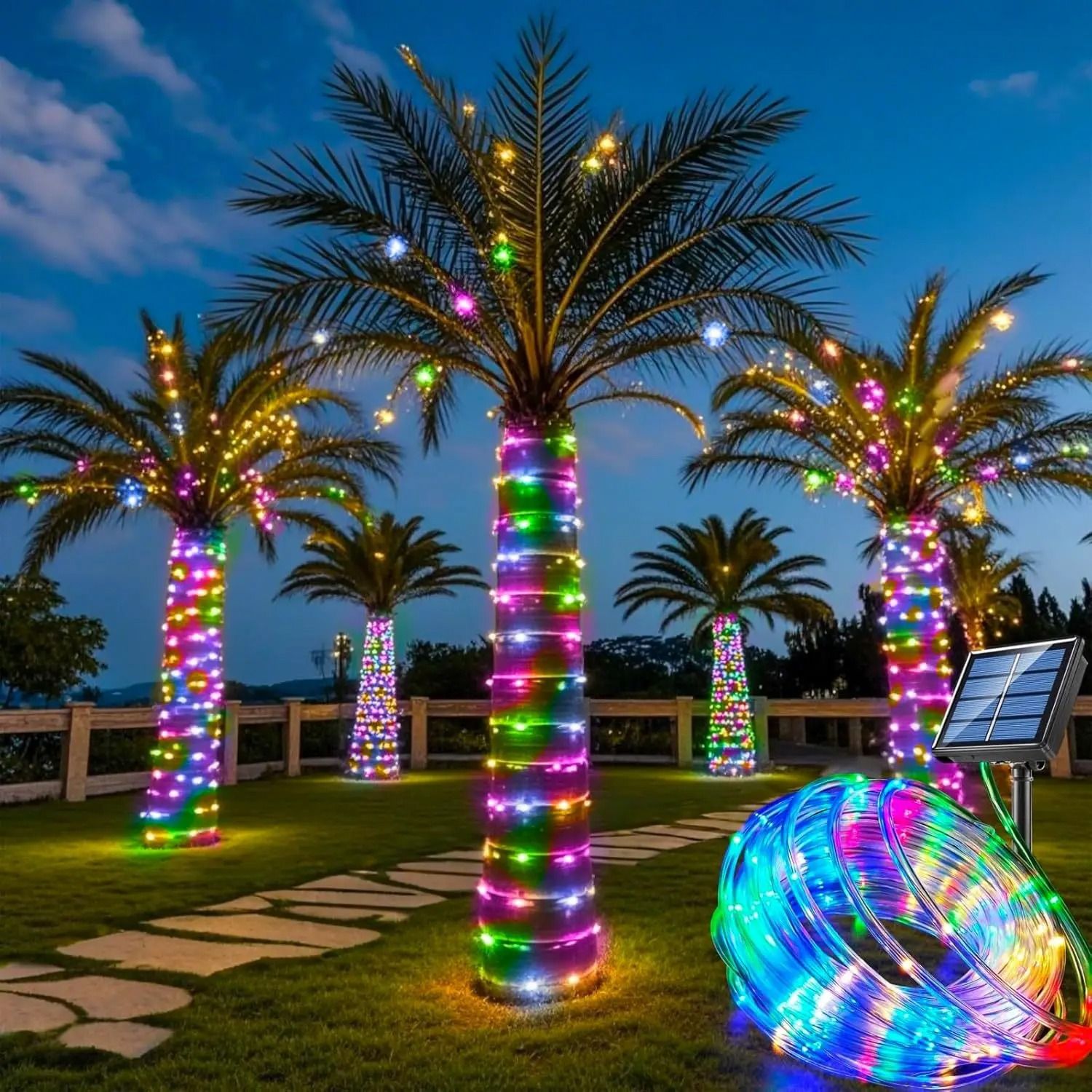 Solar String Lights Outdoor Waterproof LED Rope Lamp