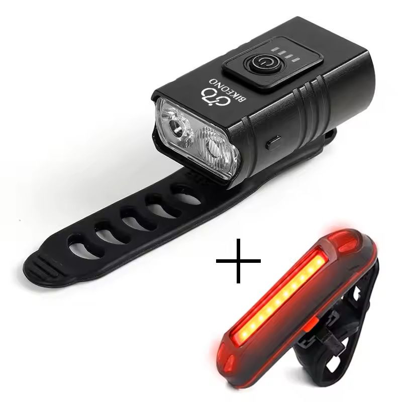 USB Rechargeable Bike Light Set Front LED Headlight and Taillight