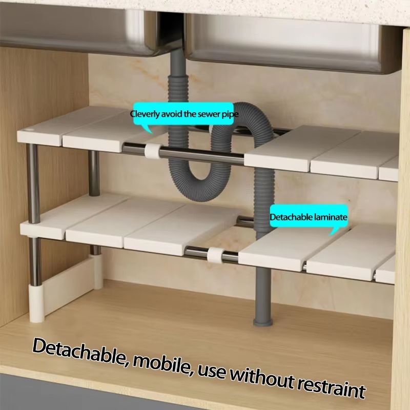 Space Efficient Retractable Under Sink Storage Organizer