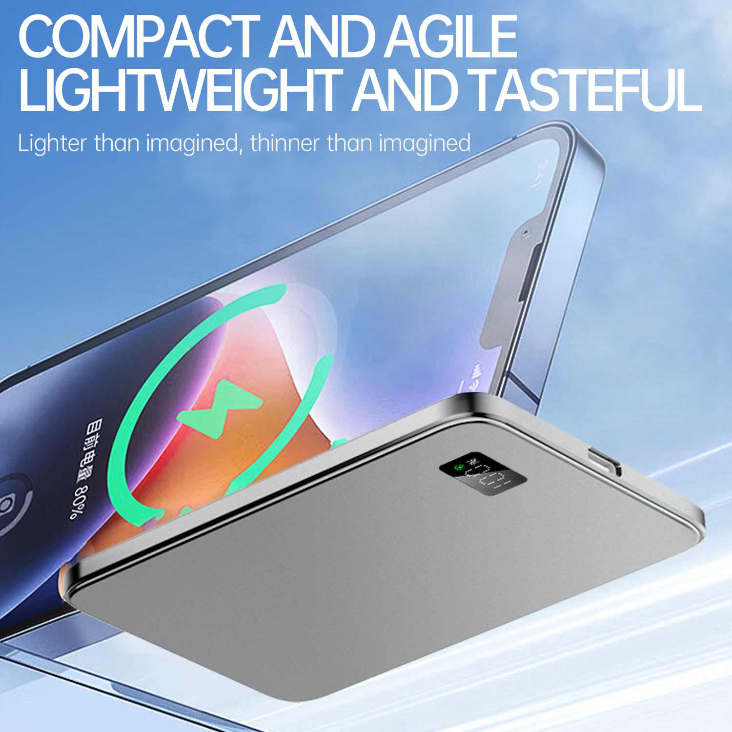 Ultra-Thin Wireless Power Bank with LED Display
