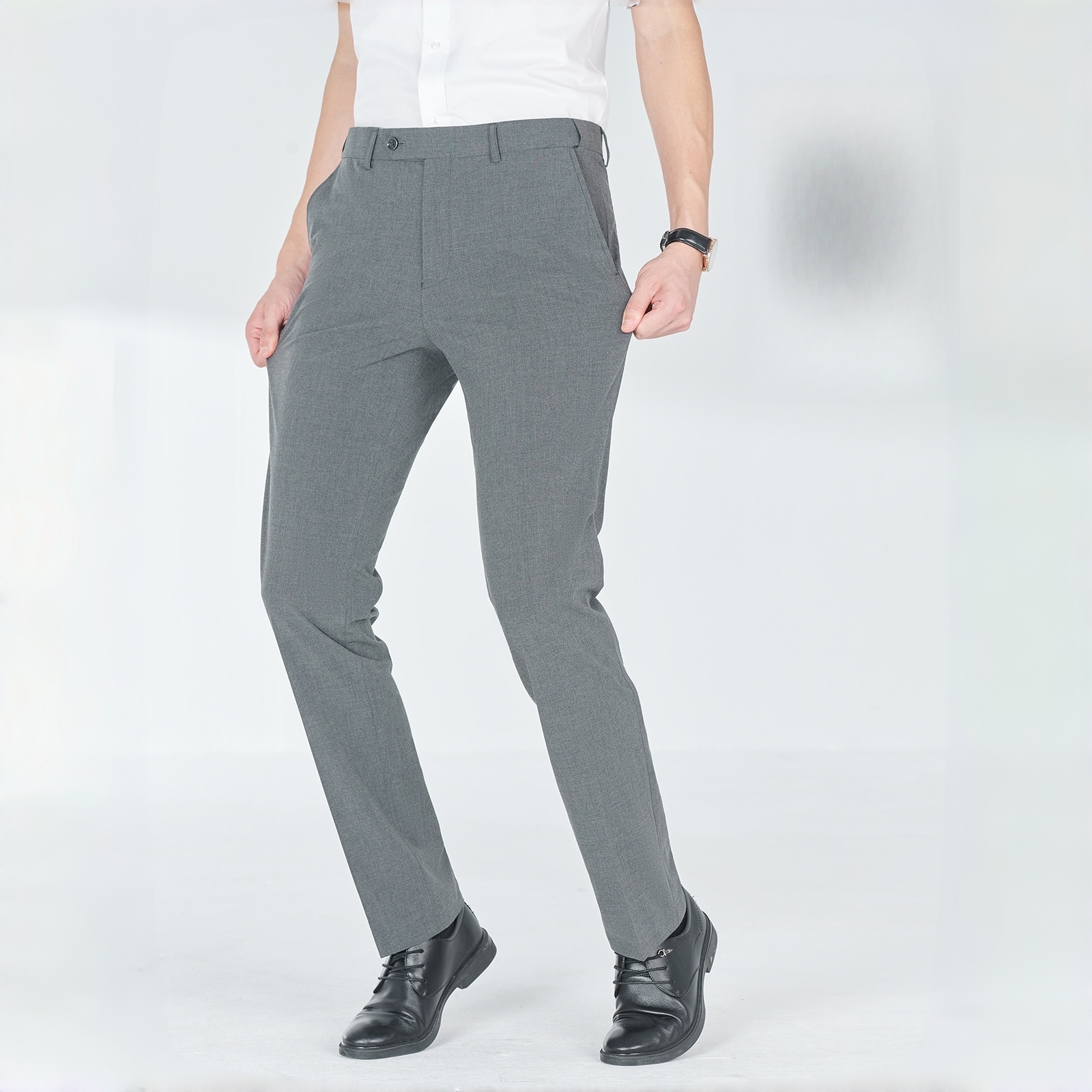 Men’s Lightweight Summer Straight-Leg Dress Trousers