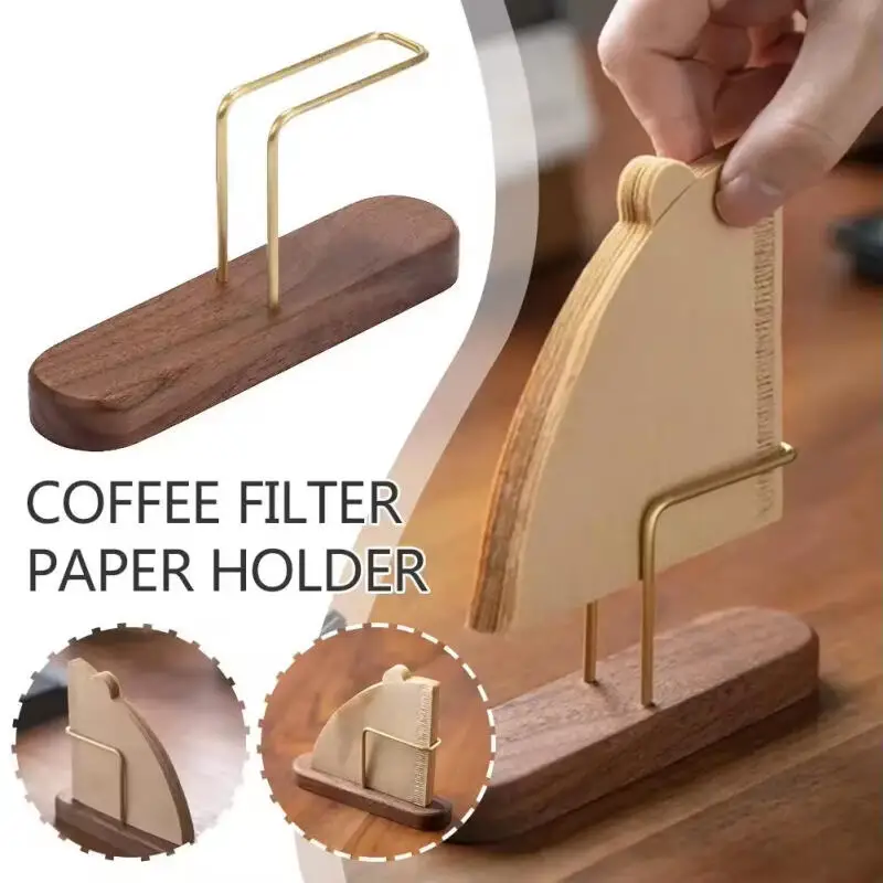 Wooden Coffee Filter Paper Holder, Vertical Storage Rack for Kitchen & Office