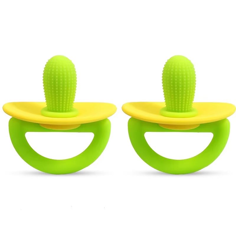 Soft Silicone Pacifier-Style Baby Teether Ring with Massage Dot