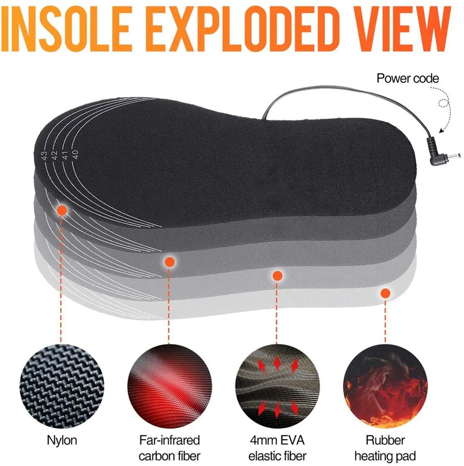 USB Heated Shoe Insoles - Washable Thermal Foot Warmers