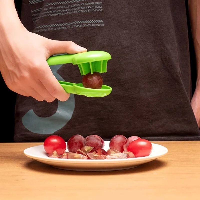 Safe Manual Fruit Slicer Berry and Grape Cutter Kid Friendly Kitchen Tool