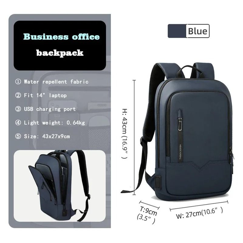 HK Slim Waterproof Laptop Backpack 15.6 Inch