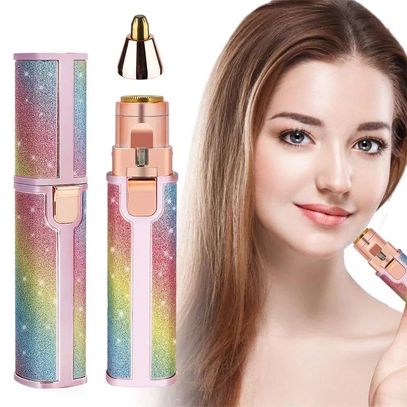 2-in-1 Electric Eyebrow Trimmer with LED Light – Painless Brow Shaper & Facial Hair Remover
