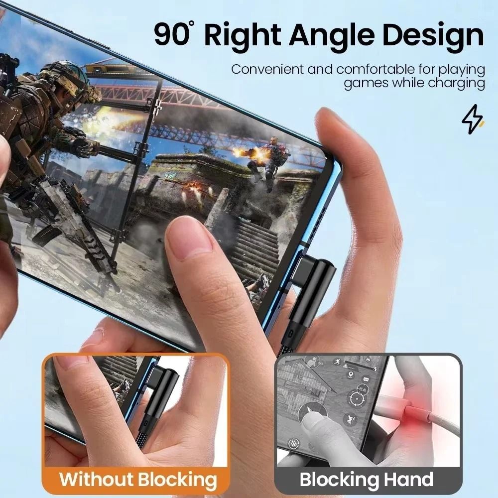 66W 6A High-Power 90-Degree Elbow Fast Charging USB-C Cable