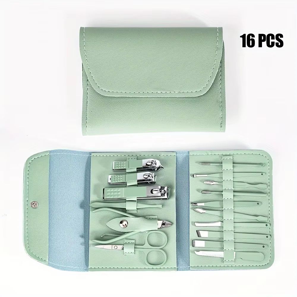 TINSOL 16-Piece Professional Nail Clippers and Cuticle Nippers Set with Travel Case