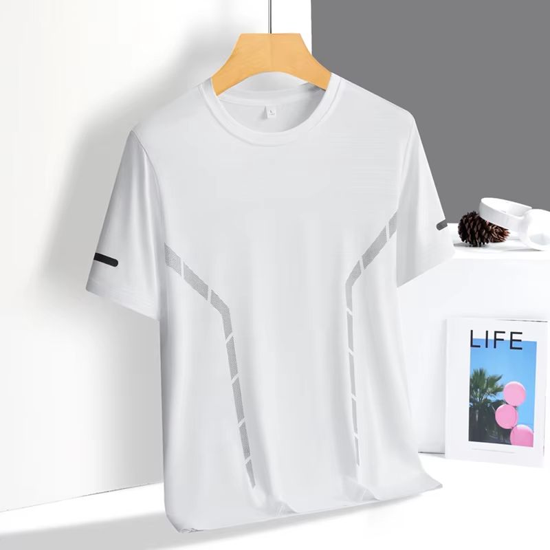 Men's Ice Silk Quick-Dry Reflective Running T-Shirt - Breathable Fitness Top (Up to 5XL)