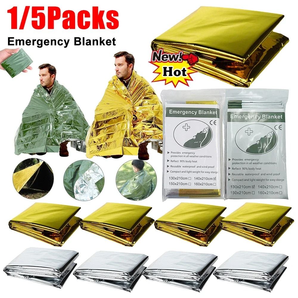 Outdoor Emergency Thermal Survival Blanket with Multiple Size Options