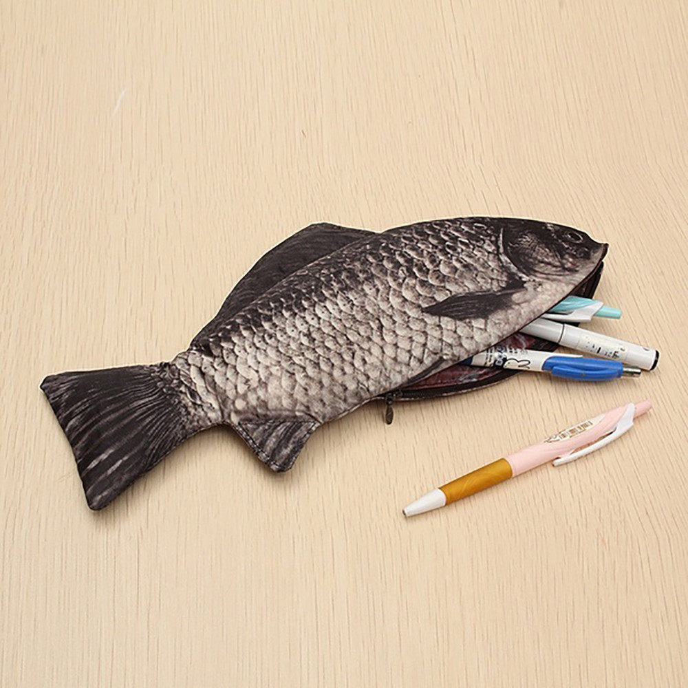 Realistic Fish Pencil Case Cute Carp Makeup and Pencil Pouch Organizer