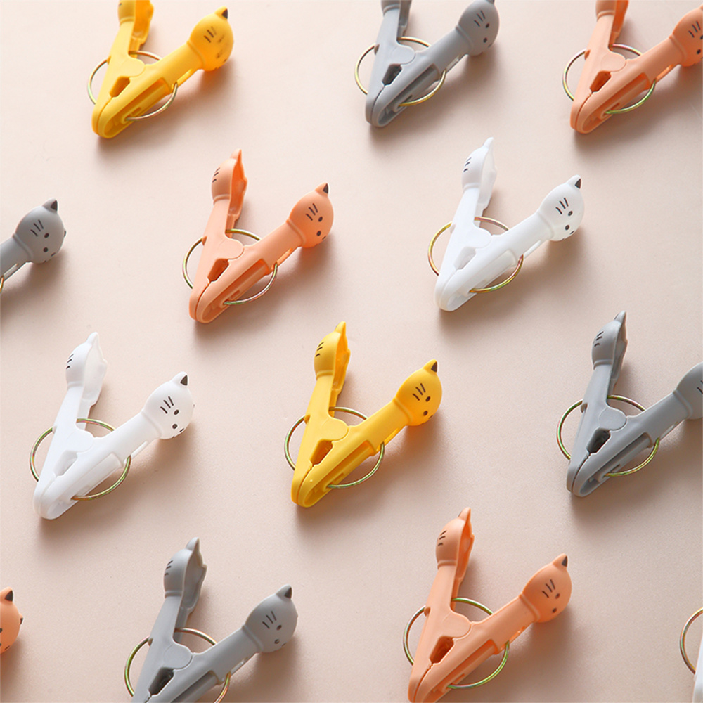Cute Cat Beach Towel Clips Windproof Clothespins for Laundry and Travel