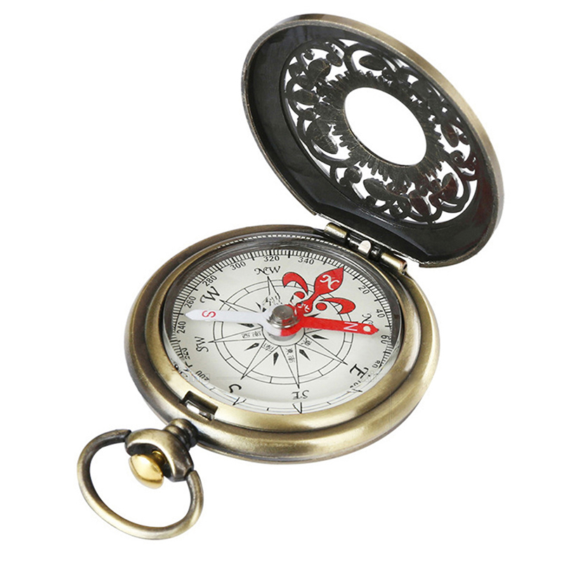 Vintage Bronze Pocket Watch Compass for Outdoor Navigation  Hiking, Camping & Mountaineering Accessory