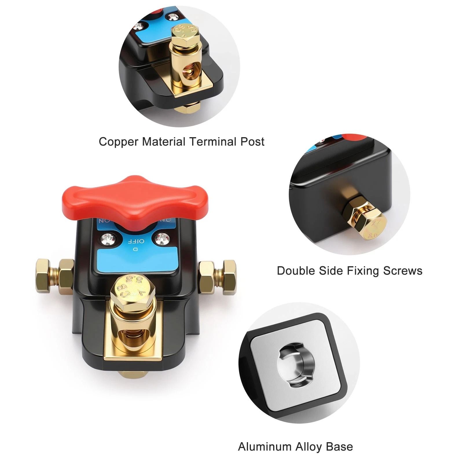 Rotary Battery Disconnect Switch, Isolator, for Cars, Trucks, RVs, Boats - Easy to Install & Operate