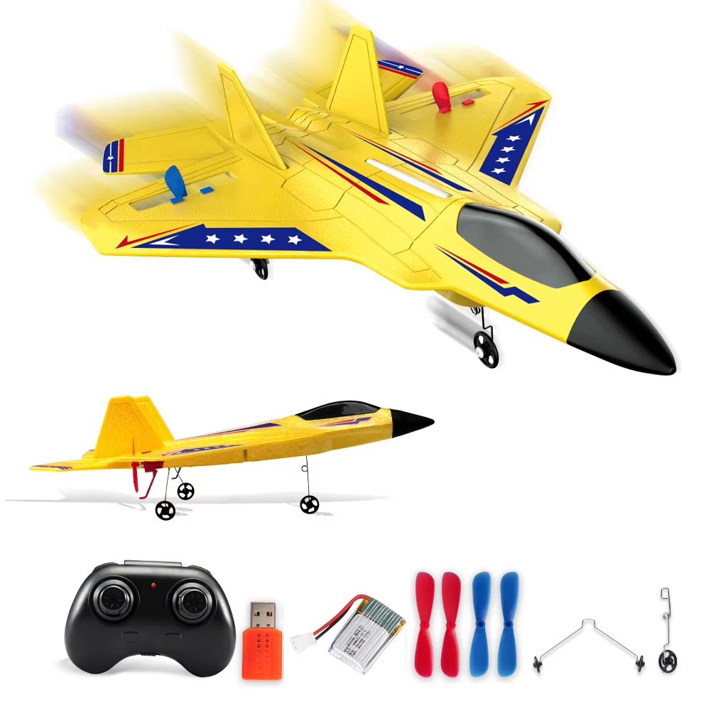 F22 Raptor RC Plane with LED Lights – 2.4G Remote Control Foam Aircraft for Beginners & Kids