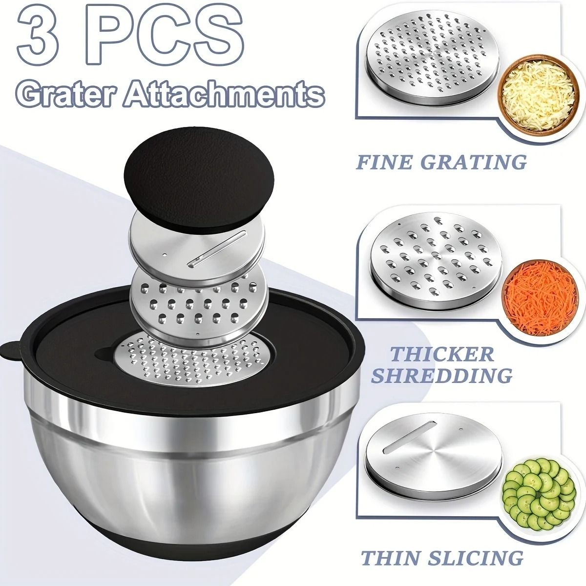 8 Piece Stainless Steel Mixing Bowls with Airtight Lids – Non Slip Base Stackable Nesting Design Dishwasher Safe