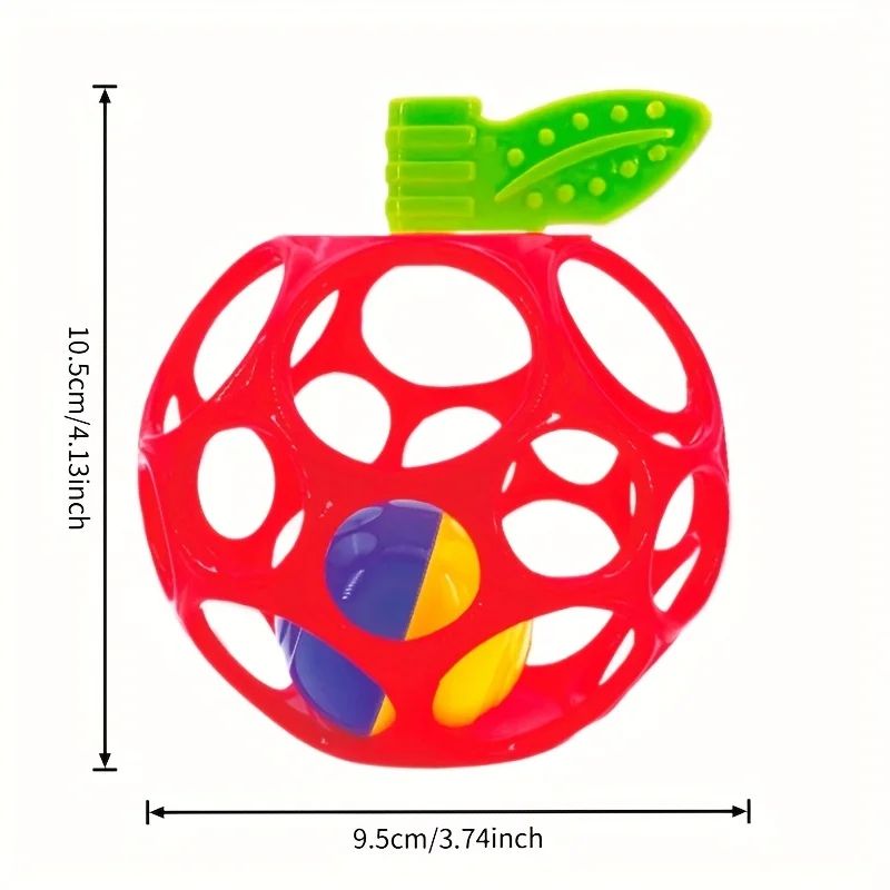 Apple Sensory Bell Rattle Ball for Babies 0+ - ABS Tactile Teether Toy, Motor Skills Puzzle, CE Safe Gift