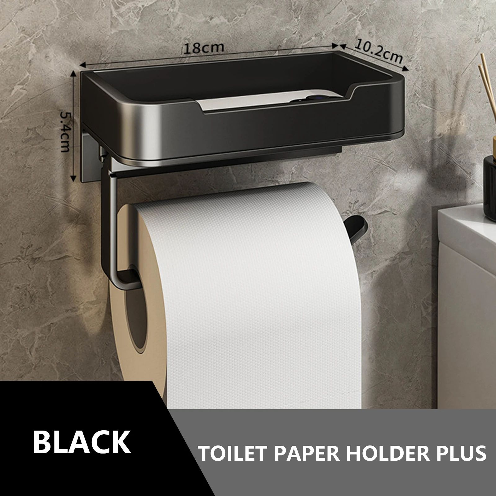 Aluminum Wall Mounted Toilet Paper Holder Shelf