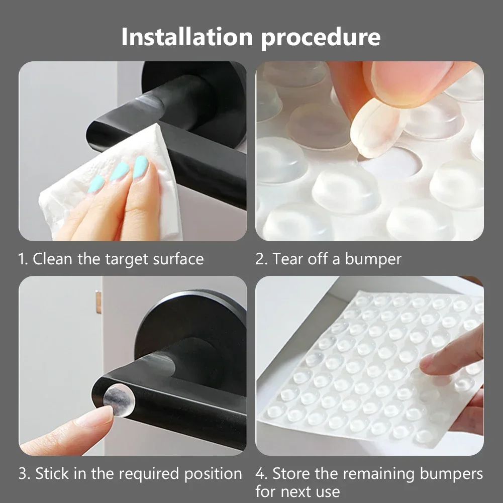 100Pcs Self Adhesive Silicone Door Stoppers Transparent Rubber Bumpers for Cabinets, Drawers, Furniture Wall Proctection