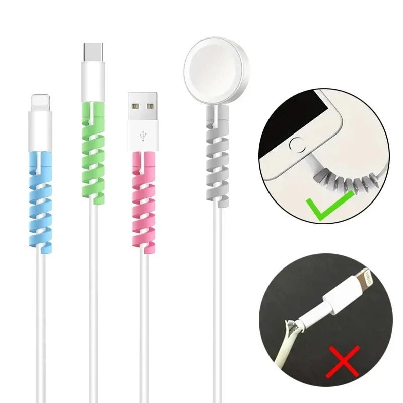 10PCS Silicone Spiral Data Cable Protectors and USB Wire Savers