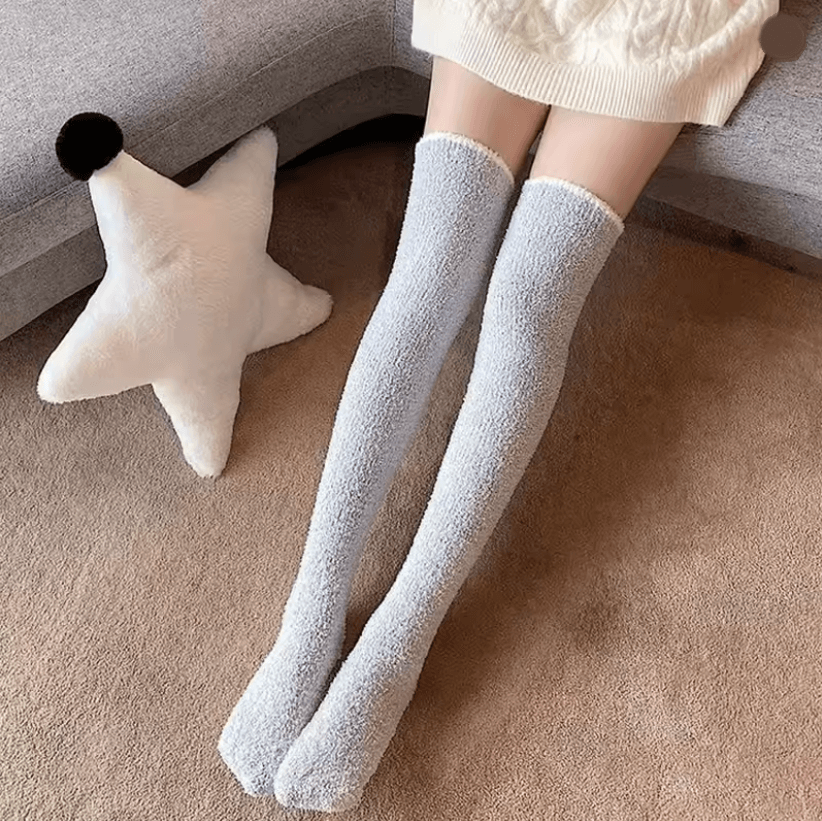CozyFleece Thigh High Coral Fleece Socks for Women
