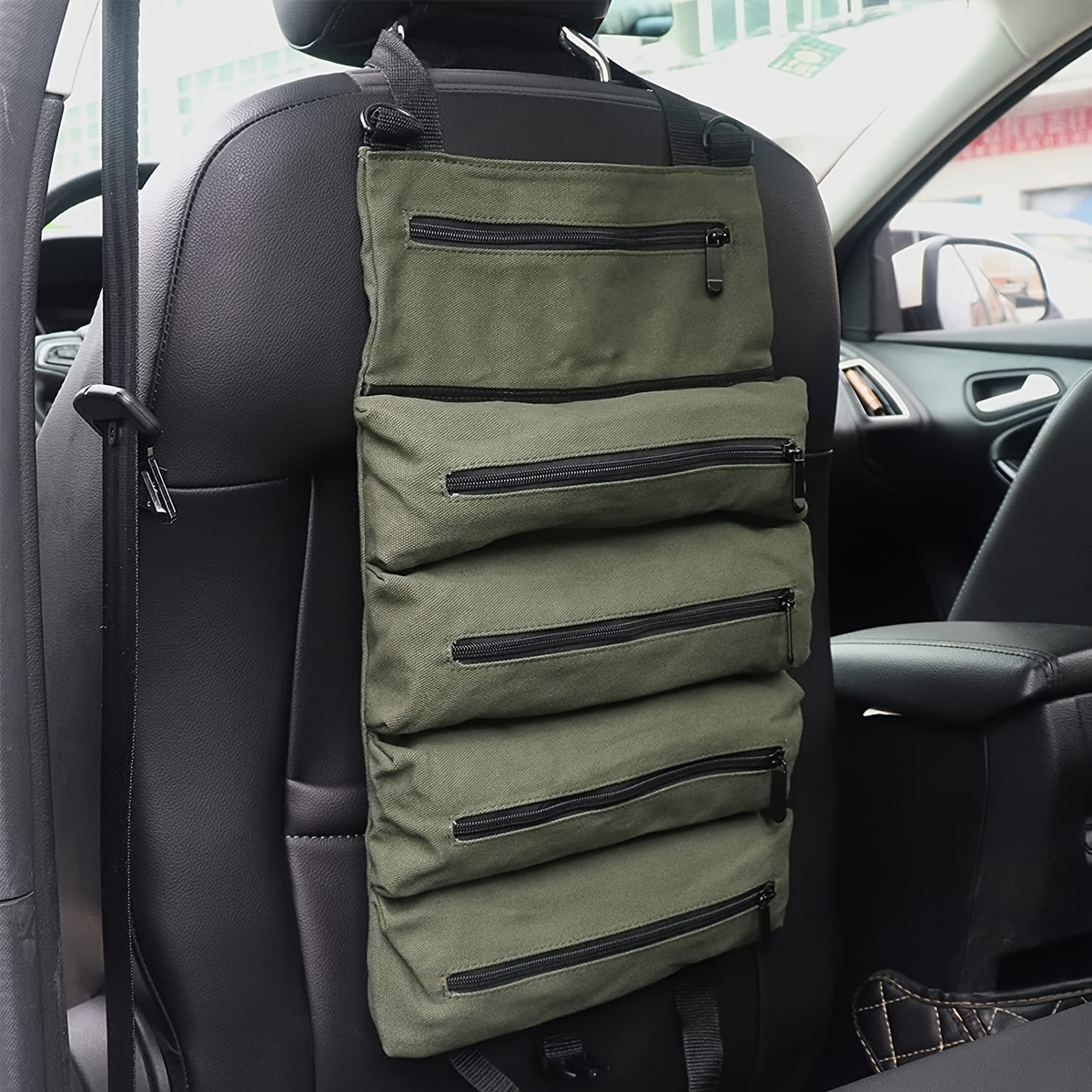 Car Emergency Kit Roll up Storage Box, Multifunctional Wrench Roll, Canvas Tool Storage