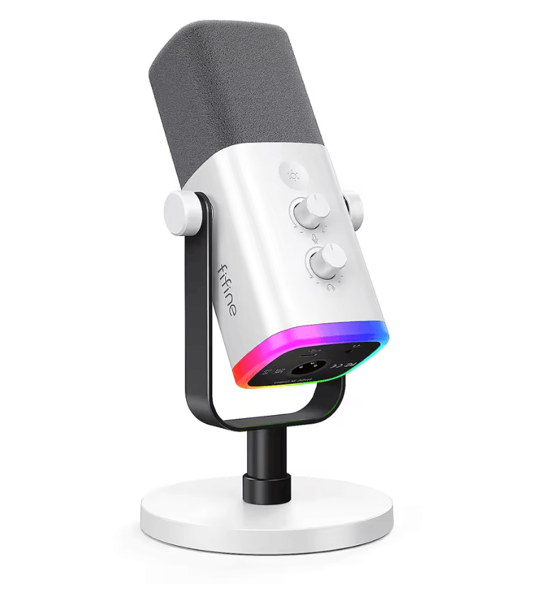 FIFINE USB XLR Dynamic Microphone with Touch Mute and Headphone Monitoring for PC and Gaming