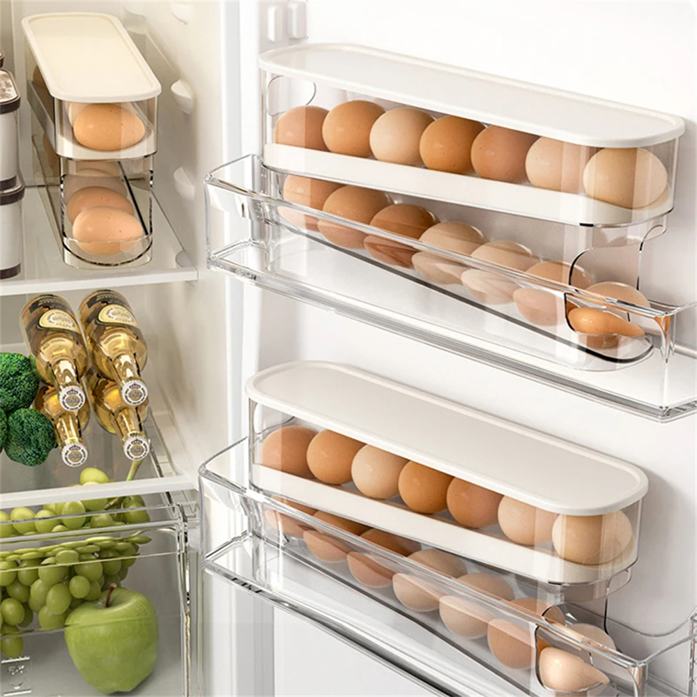 Automatic Slide Type Egg Carton Double Egg Roller, Kitchen Countertop Egg Holder