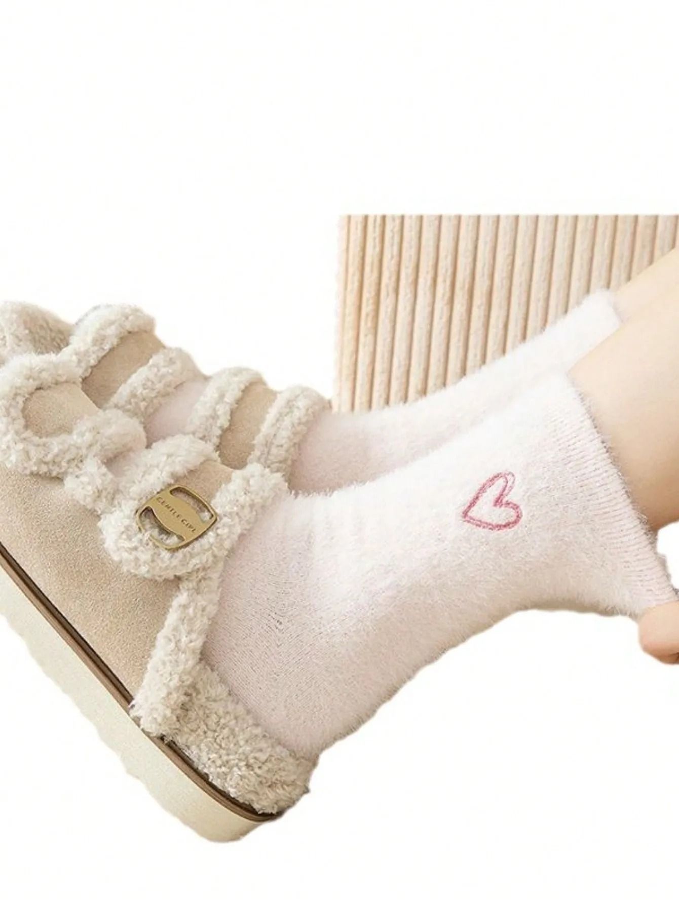 Womens Thickened Mink Fur Socks 5-Pair Set Warm Plush Home Sleepwear