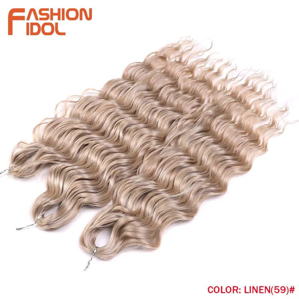 FASHION IDOL 24-Inch water wave crochet hair Extensions – Ombre Rainbow Deep-Wave Braiding Hair