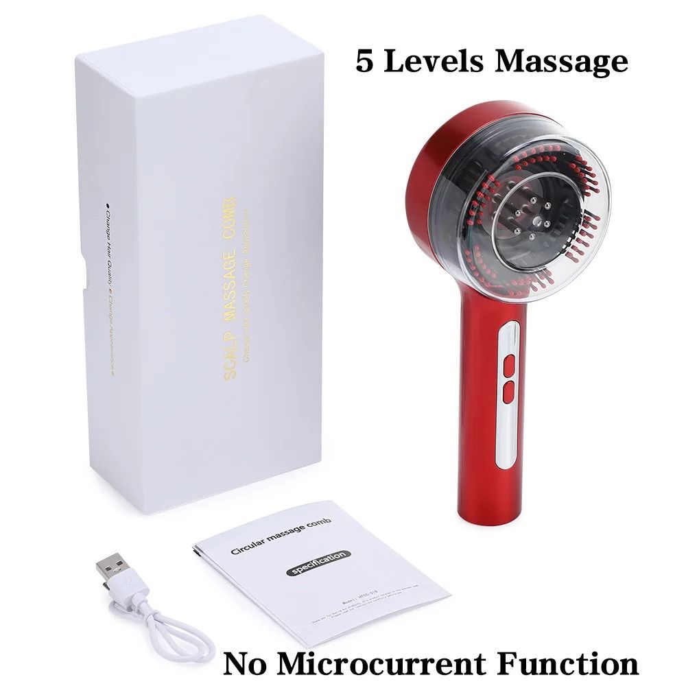 Electric Microcurrent Hair Massage Comb with Red Light Therapy and Scalp Kneading Function