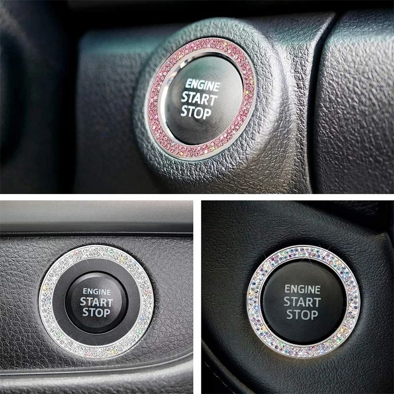 Crystal Rhinestone Engine Start Button Ring Car Interior Bling Decoration