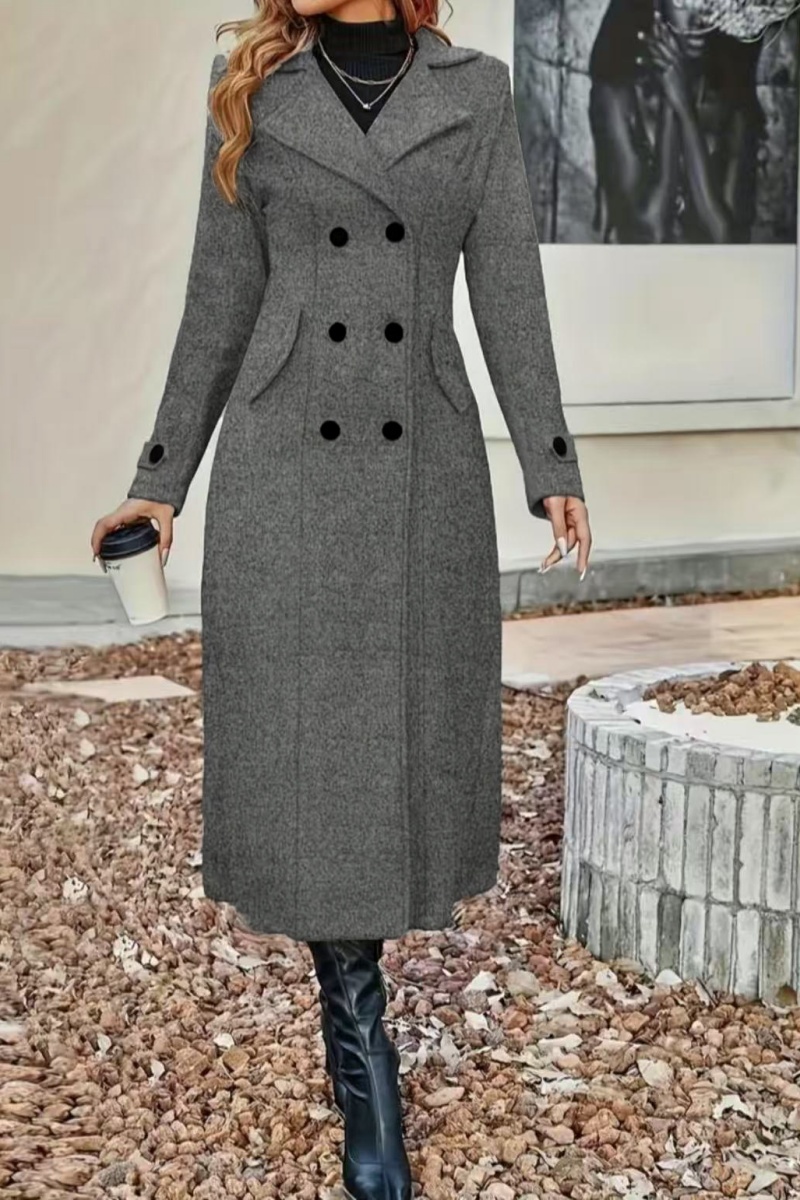 Temperament Women's Slimming Coat, Double Breasted Wool Blen Coat, Autumn and Winter Fashion with Lining