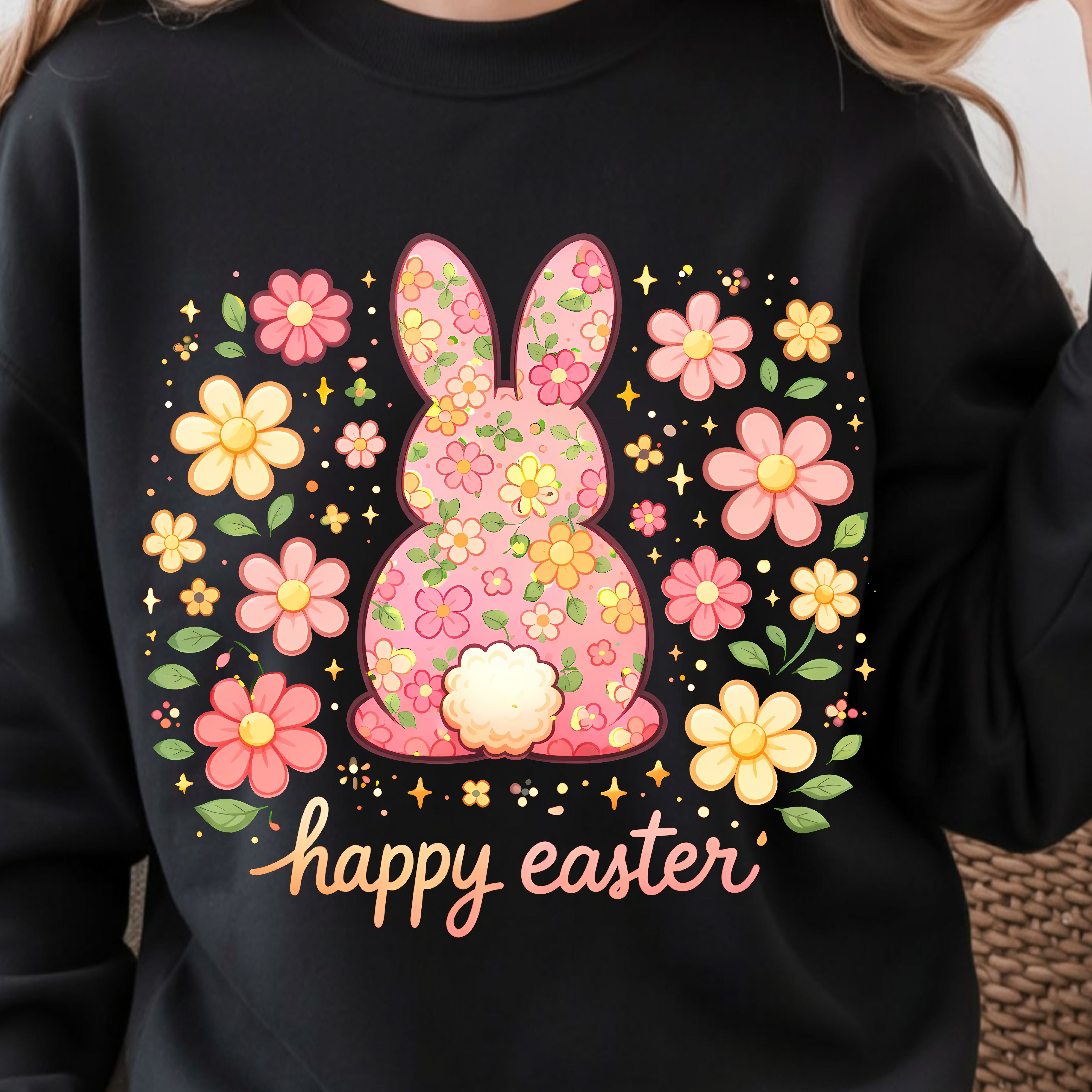 Happy Easter Shirt – Bunny Floral Design Tee