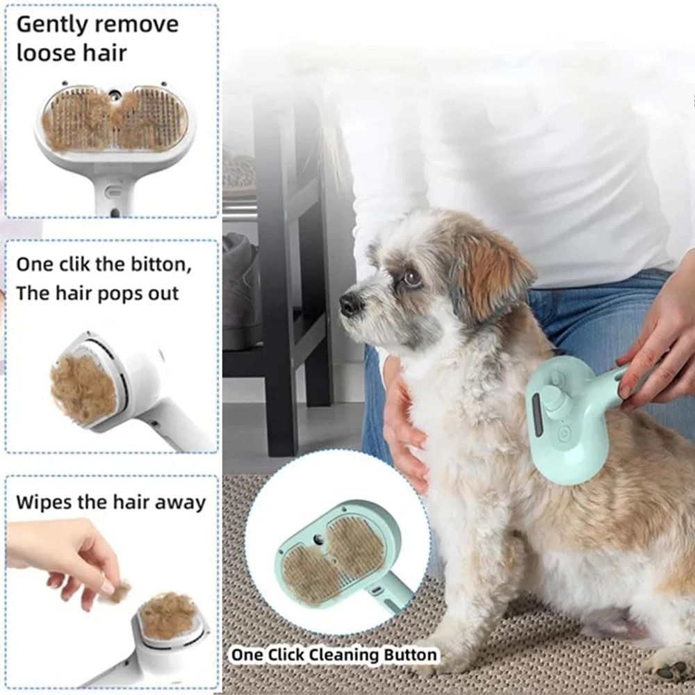 Pet Steam Grooming Brush Spray Dog Deshedding And Detangling Brush